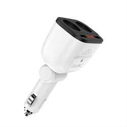 Автомобильный адаптер питания Hoco Z28 зарядка 3.1А 2 USB-порта, 2 гнезда прикуривателя, дисплей, поворотный