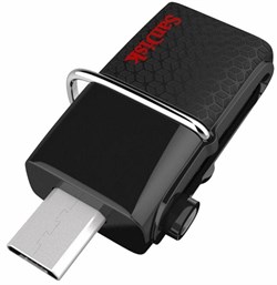 Флеш-накопитель USB 3.0  256GB  SanDisk  Ultra Android Dual Drive  OTG  чёрный - фото 9414