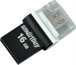 Флеш-накопитель USB  16GB  Smart Buy  Poko  OTG  чёрный - фото 9479