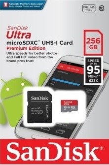 Карта памяти MicroSDXC  256GB  SanDisk Class 10 Ultra Android UHS-I (95 Mb/s) + SD адаптер - фото 9765