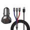 Автомобильное зарядное устройство Baseus Display Dual USB 4.8A Car Charger 24W + Кабель 3 в 1 USB на Type C / micro USB / Lightning 1,2m (TZCCBX-0G) - фото 37083